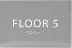 6" X4" Floor 5 Sign - ADA Compliant Tactile Graphics Grade 2 Braille Text | Wall Mount Plastic Directional Assistance, Floor Number Sign for Office, Schools, Hospitals, Apartments