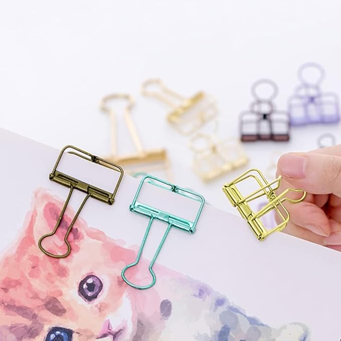 Hollow Out Bronze 3/4 Inch Micro Binder Clips - 36 Pack, Capacity 0.31 Inch, Office Clips, Fold Clamp for Small Paper & Binder