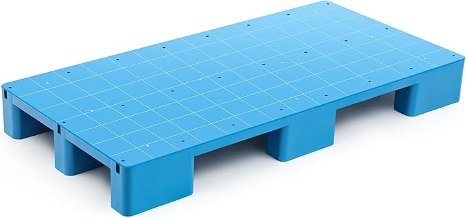 1 Pcs Plastic Pallet for Basement Storage Easy Stack Lightweight Floor Pallet Display Flooring Room Supermarket Christmas, Support up to 2000 Lbs (47'' L X 23'' W X 5.5'' H,Blue)