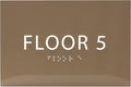 6" X4" Floor 5 Sign - ADA Compliant Tactile Graphics Grade 2 Braille Text | Wall Mount Plastic Directional Assistance, Floor Number Sign for Office, Schools, Hospitals, Apartments