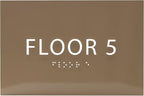 6" X4" Floor 5 Sign - ADA Compliant Tactile Graphics Grade 2 Braille Text | Wall Mount Plastic Directional Assistance, Floor Number Sign for Office, Schools, Hospitals, Apartments