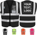 Personalized Safety Vest with Name & Logo - High Visibility Vest for Men & Women - 2” Wide Reflective Strips & 5 Pockets
