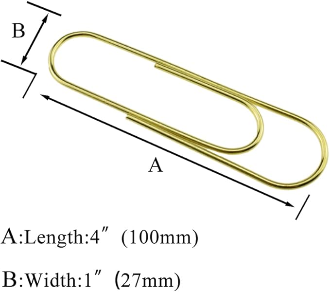 HAHIYO Paper Clips Sturdy 4 inches Length 14 Pack Paperclips Heavy Duty Tight Grip Rust Proof Reusable Metal Bright Gold for Home Office School