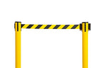 Xpress Safety Stanchion– 11’ Premium Polyester Belt, Universal 4-Way Connection, Rubber Base, Handle, 40” Height, 21 lbs – (Outdoor Yellow Post, Rubber Base, 11’ Chevron Yellow/Black
