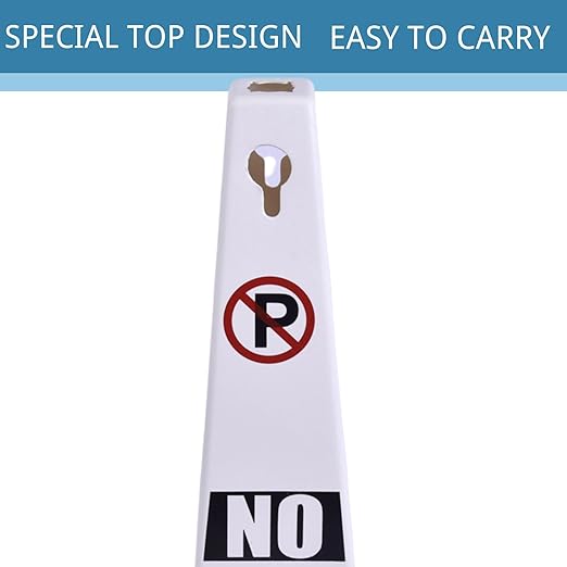 BESEA White No Parking Cone White Caution 4 Sided No Parking Cone Reserved Parking(8pack)