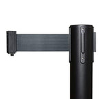 Crowd Control Warehouse CCW Series RBB-100 - Set of 2 Stanchion Retractable Belt Barriers, 11 Foot Black Belt, Black Post - Premium Crowd Control Barriers, Stanchions with Retractable Belts