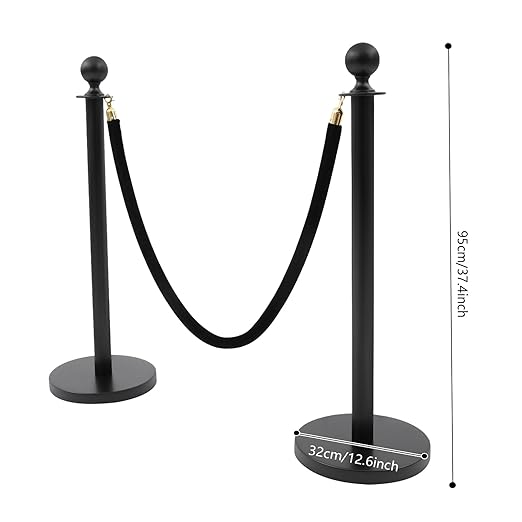 Stanchion Posts Crowd Control Barriers, 201 Stainless Steel 12 Posts 8 Ropes, 4-Way Connection Anti-Slip Fillable Base Easy Install