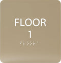 Light Brown ADA Floor 1 Sign with Braille – Made from Durable Acrylic and Ready to Mount