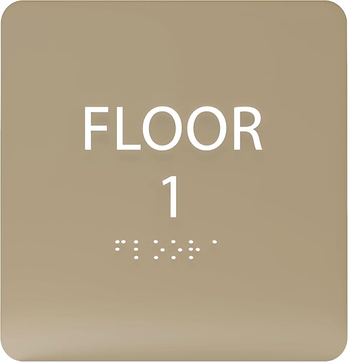 Light Brown ADA Floor 1 Sign with Braille – Made from Durable Acrylic and Ready to Mount