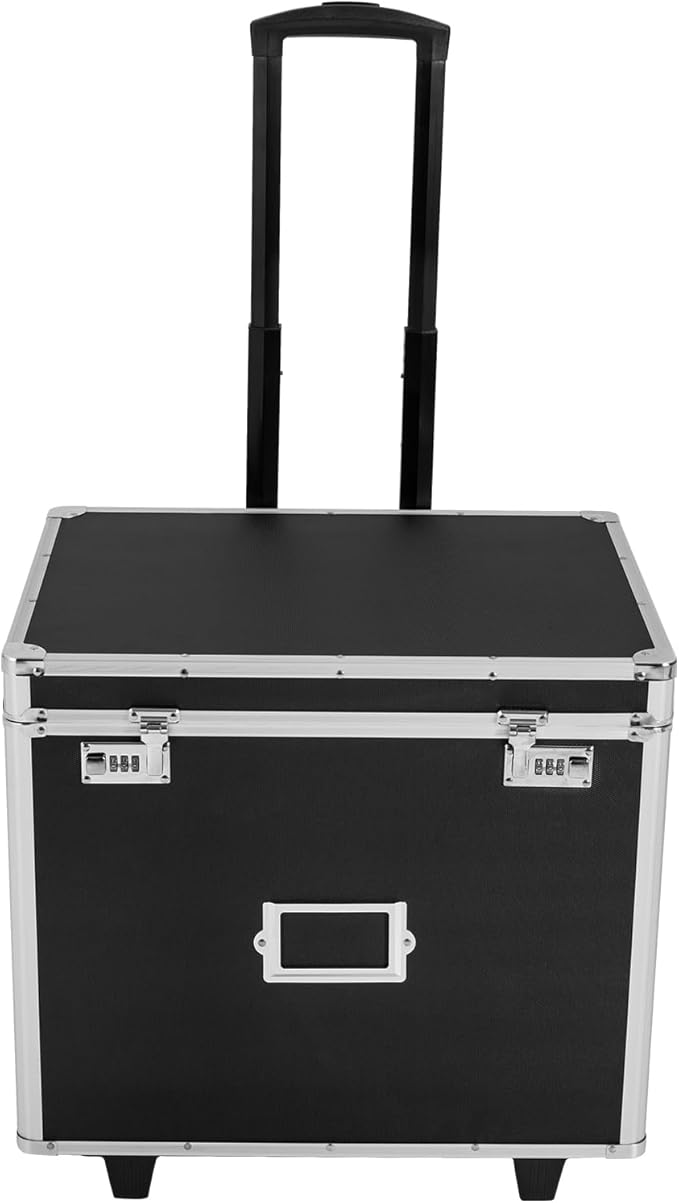 Rolling File Box Document Box with Lock Wheels Multi-Layer Water-Resistant Large Portable Home Filing Cabinet for Hanging Folders 19.2 x 15 x 16inch