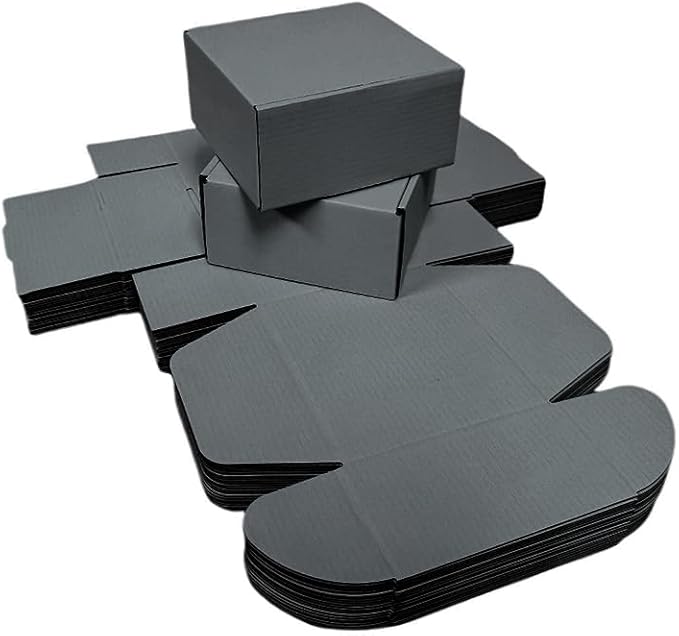 15 Pcs 6 x 6 x 3 inches Corrugated Cardboard Gift Boxes Recyclable Shipping Boxes for Mailing & Holidays, Wedding, Birthday, Gifts Packaging (Dark Gray, 6 x 6 x 3")