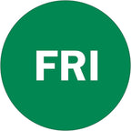 NextDayLabels - 2" Round Green, Self-Adhesive Labels, Day of The Week Color Coding Labels, 500 Per Roll (Fri)