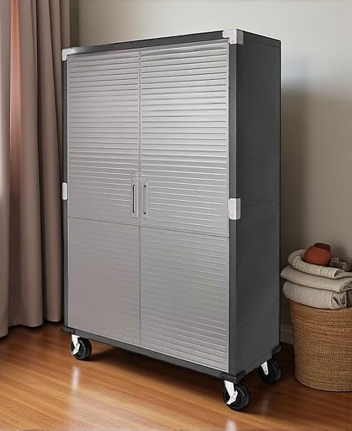 Heavy Duty Storage Solid Stainless Steel Cabinet with Lockable, Adjustable Shelf, Metal Garage Organizer (Graphite, 48" W x 18" D x 72" H)