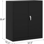 GAOMON Metal Storage Cabinet, Heavy Duty Steel Cabinet with Lockable Doors, Adjustable Shelves, Rust Resistant, Compact Garage Cabinet for Office, Workshop or Home, Easy Assembly, 35", Black