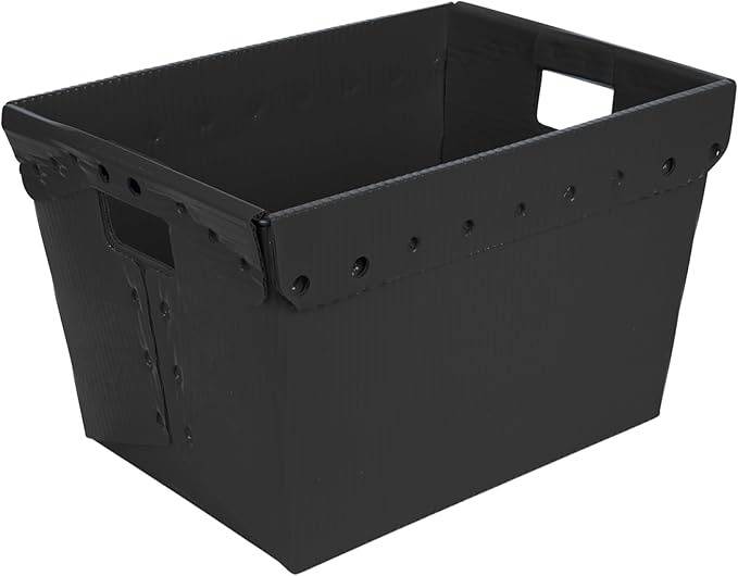 Hudson Exchange 18.25 x 13.25 x 11.75 (3 Pack) Corrugated Space Age Handled Storage Container Mail Tote, Black