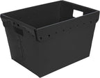 Hudson Exchange 18.25 x 13.25 x 11.75 (3 Pack) Corrugated Space Age Handled Storage Container Mail Tote, Black