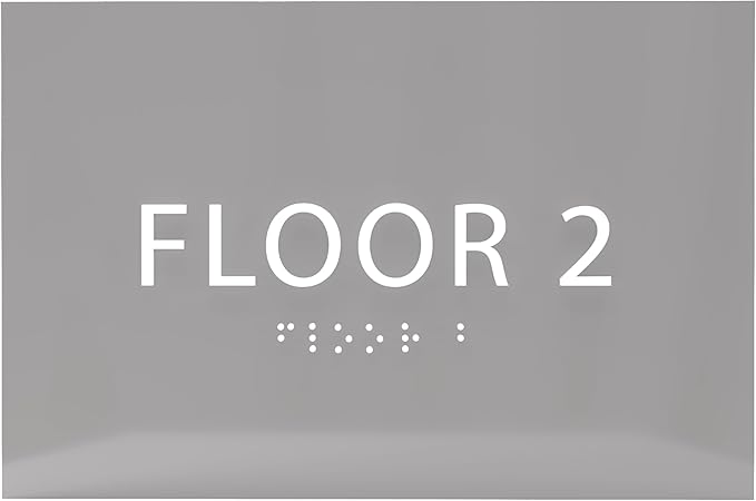 6" X4" Floor 2 Sign - ADA Compliant Tactile Graphics Grade 2 Braille Text | Wall Mount Plastic Directional Assistance, Floor Number Sign for Office, Schools, Hospitals, Apartments