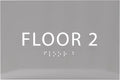 6" X4" Floor 2 Sign - ADA Compliant Tactile Graphics Grade 2 Braille Text | Wall Mount Plastic Directional Assistance, Floor Number Sign for Office, Schools, Hospitals, Apartments