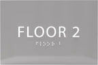 6" X4" Floor 2 Sign - ADA Compliant Tactile Graphics Grade 2 Braille Text | Wall Mount Plastic Directional Assistance, Floor Number Sign for Office, Schools, Hospitals, Apartments