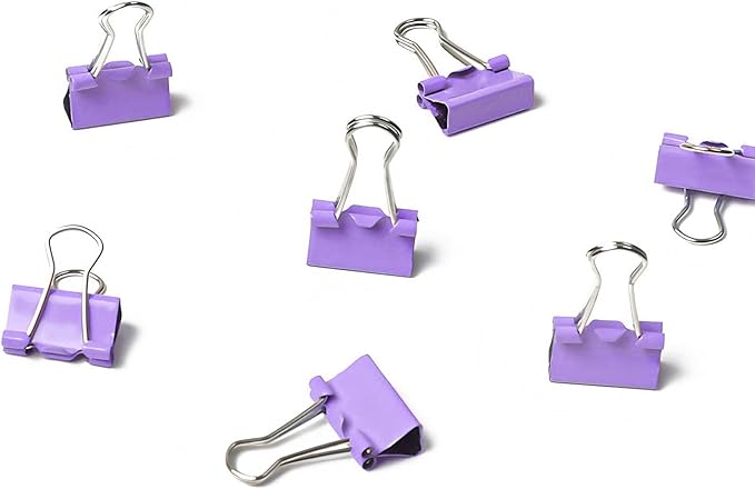 50 Pack Medium Purple Binder Clips 1 Inch (25 mm), Colored Paper Clamps, Middle Size Paper Clips for Office Home School Business 1"