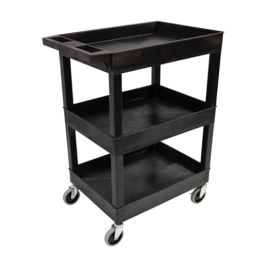 FSE 373-SEC111-B 24" x 18" Plastic Utility Tub Cart - Three Shelf-Black