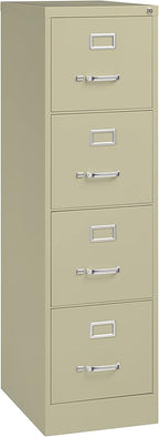 Commercial 4 Drawer Letter Width Vertical File Cabinet, 22" Deep - Putty