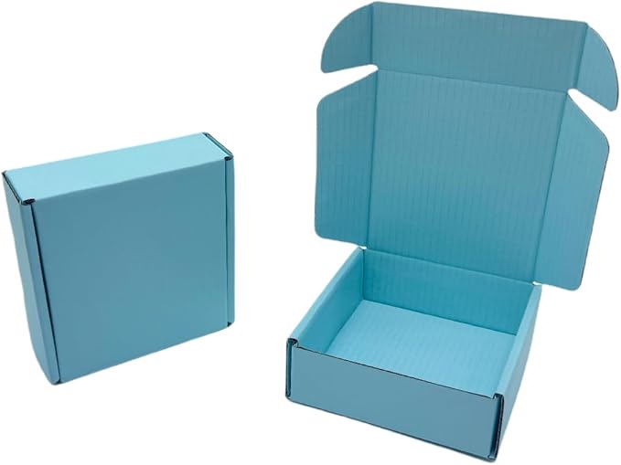 15 Pcs 6 x 6 x 2 inches Corrugated Cardboard Gift Boxes Recyclable Shipping Boxes for Mailing & Holidays, Wedding, Birthday, Gifts Packaging (Sky Blue, 6 x 6 x 2")