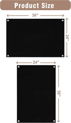 Mifuro Magnetic Glass Whiteboard，36"x24" Wall Mounted Frameless Dry Erase Board for Office, Home & School Black