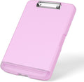 Rimilak Plastic Clipboard with Storage, 8.5 x 11 High Capacity Folio Nursing Case with Pen Holder, Size 14.2 x 9.6 x 1.2″ Folder Side-Opening for Classroom, Teacher, Smooth Writing, Pale Pink