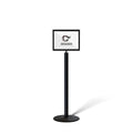Floor Standing Sign Frame with Steel Low Profile Base, 11 inches by 14 inches Horizontal Sign Frame, Black Post