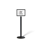 Floor Standing Sign Frame with Steel Low Profile Base, 11 inches by 14 inches Horizontal Sign Frame, Black Post
