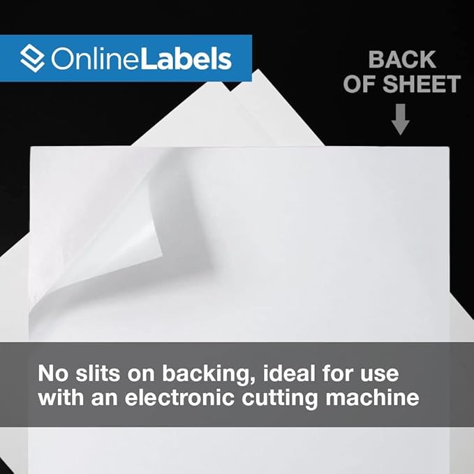 Removable Sticker Paper, White Matte, 250 Sheets, 8.5 x 11 Full Sheet Label, Inkjet or Laser Printer, Online Labels