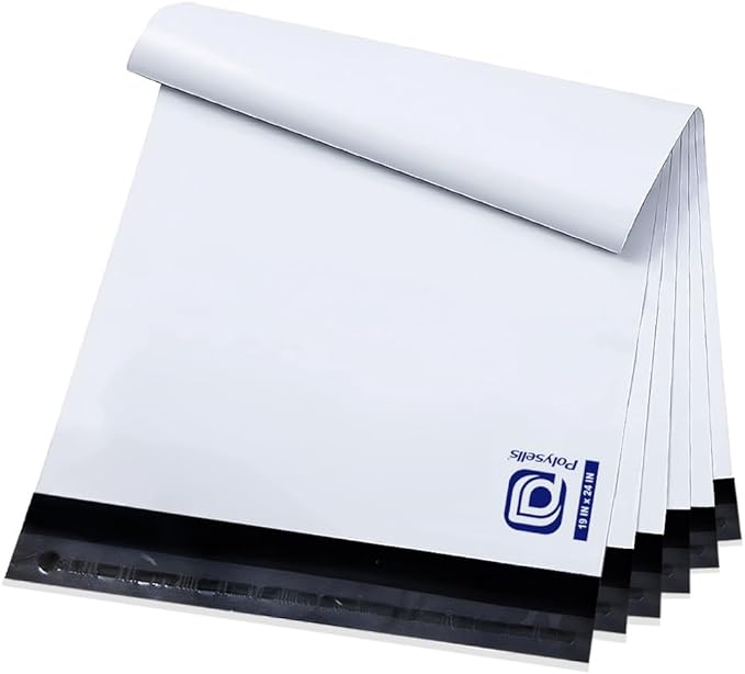 POLYSELLS 50 pcs 19x24 Inches White Poly Mailers Shipping Envelopes, Strong Adhesive Sealing, Waterproof, and Tear-resistant Postal Mailing Bags for Clothing, Books, and Accessories