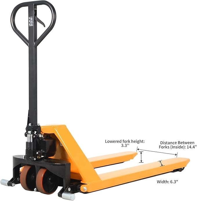APOLLO Scissor Pallet Jack - Manual High Lift Pallet Truck, 45 x 27 Forks, 2200 lbs Capacity, 31.5" Lifting Height, Only for Open-Bottom Pallets