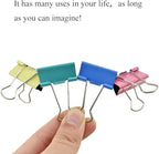HAHIYO Binder Clips Paper Clamps Spring Steel Sturdy Medium 1.26 inches Width 0.39 Inch Capacity No Sharp Edges Heavy Duty Tight Grip Reusable Color Metal Bright Finish for Home Office School 17 Pack