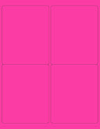 8-1/2 x 11" Neon Color High Light Fluorescent Labels for Laser & Inkjet Printer (Pink Fluorescent, 4 x 5" - 4 Per Page | 100 Labels)