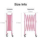 GYMTIME Expandable Metal Barricade, Portable Safety Barrier with Casters, Flexible Mobile Barrier Gate, Adjustable Temporary Fence for Garden Indoor,Airport,School, 8 Feet, Pink