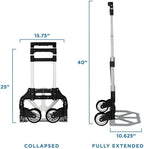 Mount-It! Folding Hand Truck and Personal Dolly, Foldable Aluminum Trolley Cart, 165 Lb Capacity Heavy Duty Dolly with Wheels of Rubber for Moving, Comfortable Telescoping Handle for Indoor Outdoor