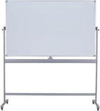 Large Double Sided Whiteboard 72x40 inches on Wheels, Height Adjustable Mobile Magnetic Dry Erase Board with Rolling Stand for Office Meetings, Classroom Teaching, Home, Silver Frame