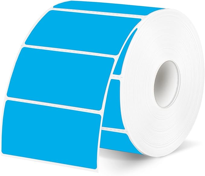 2x1 Inch Thermal Labels, Blue Thermal Printer Stickers, Waterproof Self-Adhesive Shipping Label Printer Sticker for Barcode, Name, Address, 300 Labels/Roll