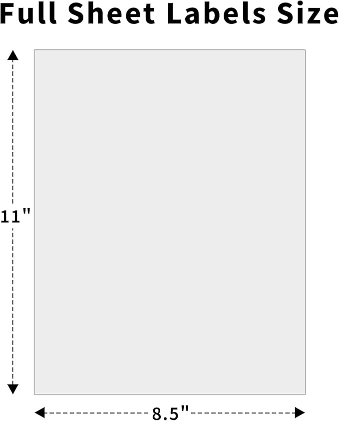8.5" x 11" Full Sheet Label Sticker Paper for Laser & Inkjet Printers,Self Adhesive Full Page Shipping Labels,Printable White Matte Mailing Label Stickers(1800 Sheets,1800 Labels)