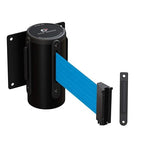Crowd Control Warehouse - CCW Series WMB-125 Fixed Wall Mount Retractable Belt Barrier - 11 Foot, Light Blue Belt with Black Steel Case