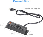 Wall Mount Power Outlet Strip, 4 Outlet Mountable Power Strip with Switch, 3ft Cord Under Desk Power Strip for Office/Industrial/Home, Flat Plug, Black