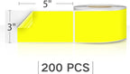 Rectangle Labels Sticker 3×5 Inch Vinyl Floor Stickers Color Coding Name Tags Roll Removable 200 PCS, Yellow