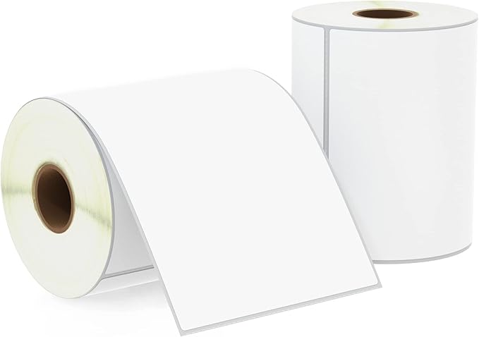 BETCKEY - 4" x 5" (102 mm x 127 mm) Large Shipping & Multipurpose Labels Compatible with Zebra & Rollo Label Printer,Premium Adhesive & Perforated [2 Rolls, 700 Labels]