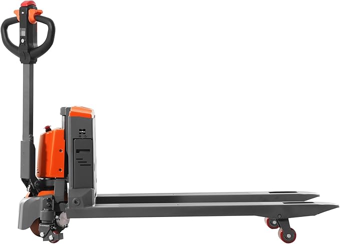 T Tory Carrier Electric Pallet Jack Truck 3300lbs Capacity Lithium Electric Pallet Trucks 48" x27" Forks Li-ion Battery Lift for Narrow Spaces, Easy Battery Replacement-Orange