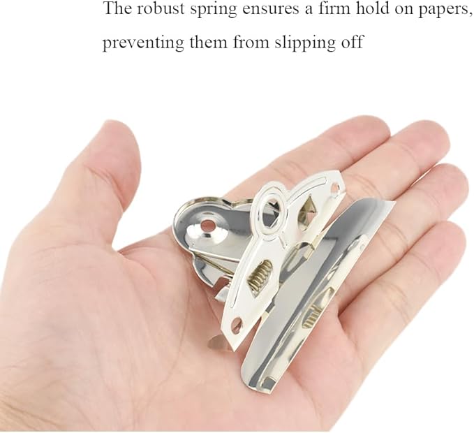 HAHIYO 2.95 Inches Metal Silver Clipboard Clips Butterfly-Shaped Clipboard Hardware Secure Grip Mountable Sturdy Springs with Rivets Document File Wood Plastic Clips Board for Office School Home, 3P