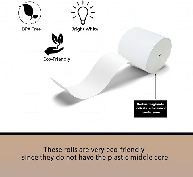 BAM POS 3 1/8" x 190' Thermal Receipt Paper Rolls For Most POS Systems and Receipt Printers, Compatible With Clover Station, Square Station, Toast Station, TM-T88, TSP Series (30 Rolls)