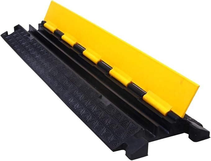 Kable Kontrol Atlas Cable Protector Wire Ramp - 2 Channel - 1 Pc - 39" Long Black & Yellow - 20,000 Lbs Load Capacity - Rubber Speed Bump Wire Protector Cord Cover - CP9972