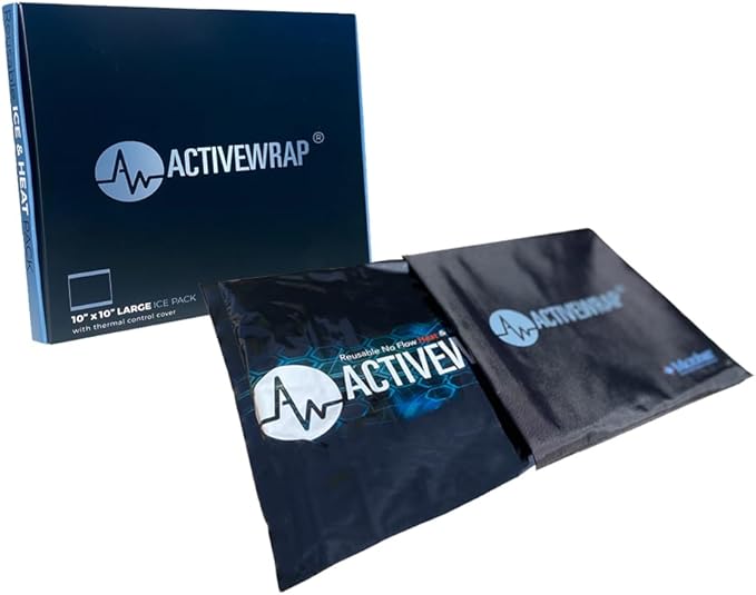 Activewrap Reusable Ice Packs for Injuries - Hot and Cold Gel Compress for Injury Recovery and Pain Relief, Soft, Flexible Leakproof Pad for Back, Knee, Hip, & Shoulder - Large Square (10 x 10 Inches)
